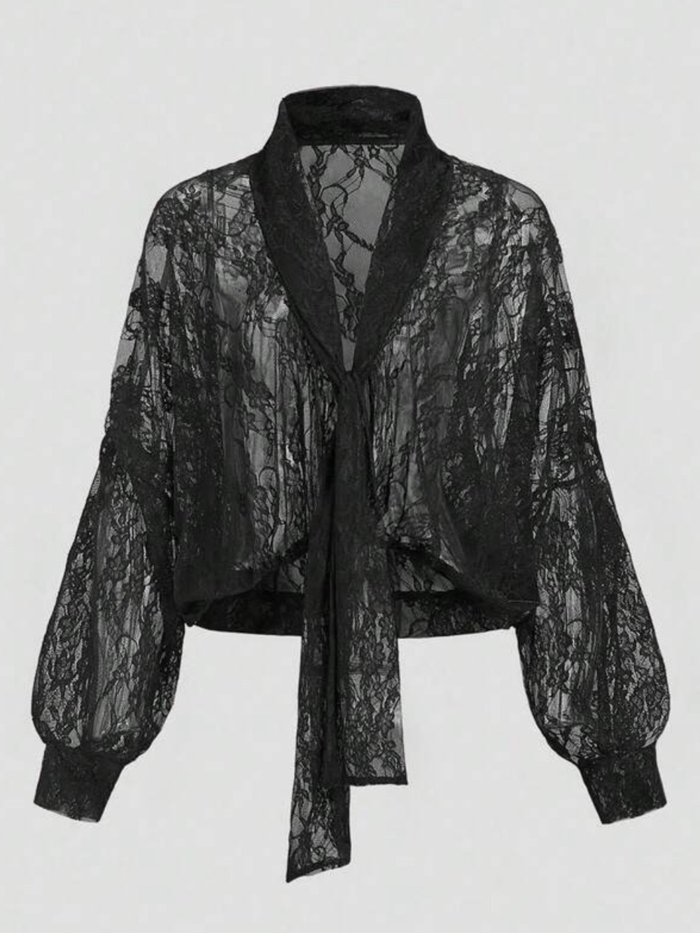 REBEL ROMANCE LACE SHEER TIE TOP